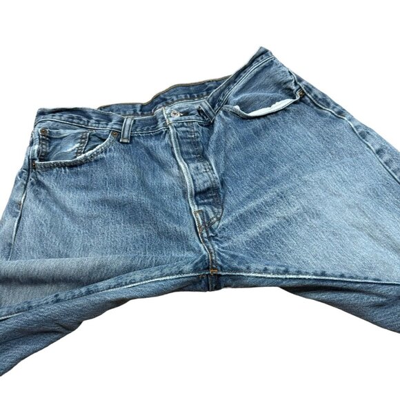 Vintage Y2K Levi’s 501 Blue Denim Distressed Jeans Button Fly Actual 36x28.5 - Picture 7 of 16